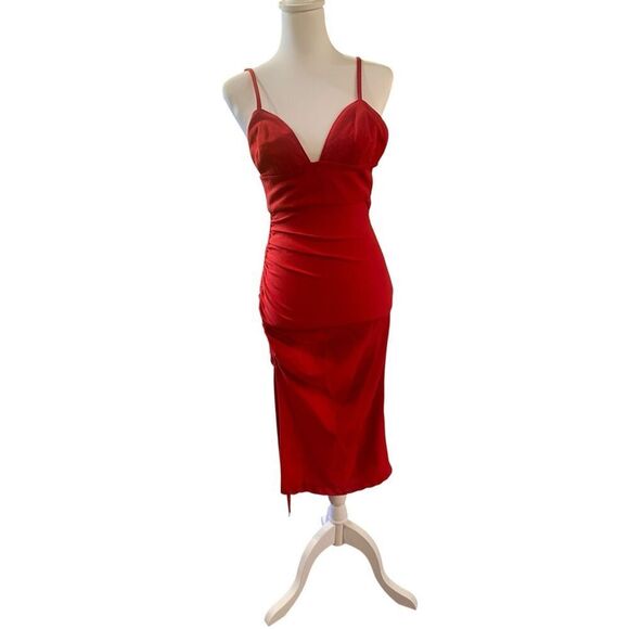 Prabal Gurung Drawstring Ruched Dress Size 0 in Red MSRP: $895 - Picture 5 of 11